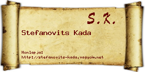 Stefanovits Kada névjegykártya
